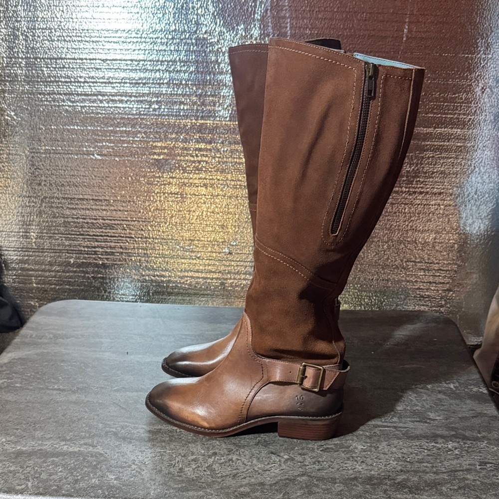 ROAN Charity Brown Knee-High Leather Boots. New 8